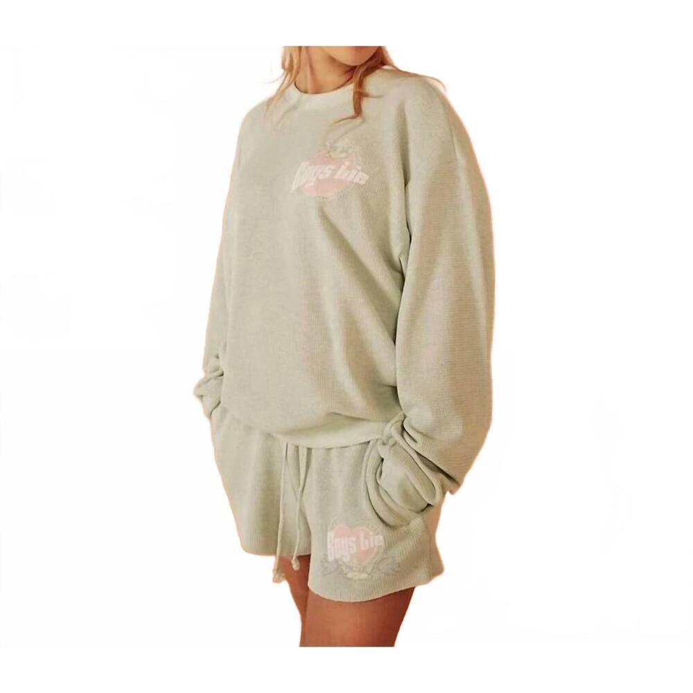 NEW BOYS LIE breakfast beers pastel kara crewneck sweater in sage